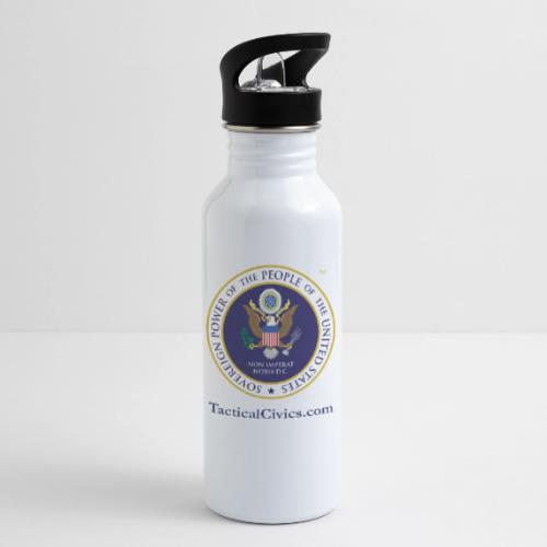 The People's Seal with blue url - 20 oz Water Bottle
