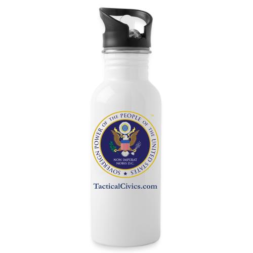 The People's Seal with blue url - 20 oz Water Bottle