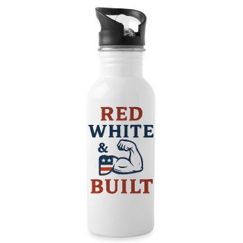 Red White and Built Patriotic Graphic - 20 oz Water Bottle - white - Right