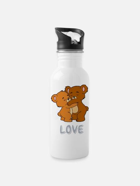 Bear Hug Love - 20 oz Water Bottle - white