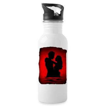 Silhouette Lovers at Sunset - 20 oz Water Bottle - white - Right