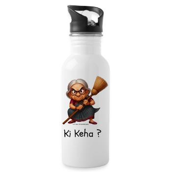 Angry Grandma with Broom, Indian Granny - 20 oz Water Bottle - white - Right