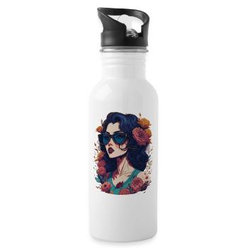 Floral Noir Diva - 20 oz Water Bottle - white - Right