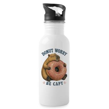 Donut Worry Be Capy Capybara - 20 oz Water Bottle - white - Right