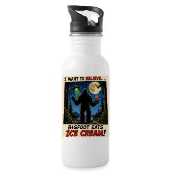 Funny Bigfoot Ice Cream UFO Shirt - 20 oz Water Bottle - white - Right