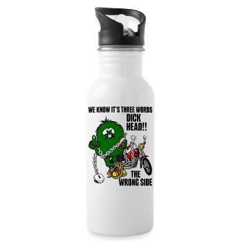 Three-Word Rebel on Bike - 20 oz Water Bottle - white - Right