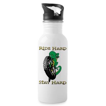 Ride Hard Lizard Moto - 20 oz Water Bottle - white - Right