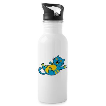 Blue Cat Playful Belly Art - 20 oz Water Bottle - white - Right