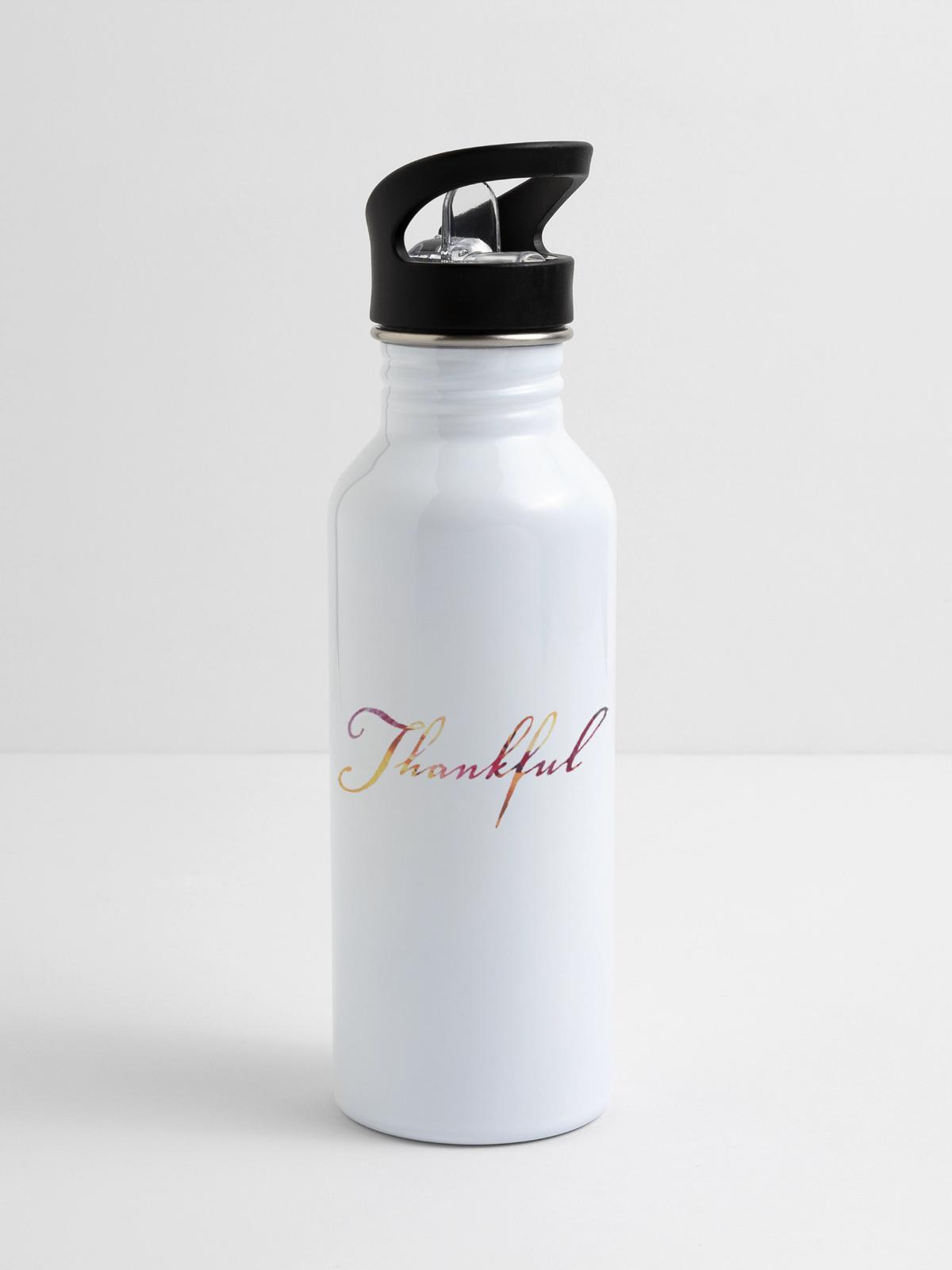 Thankful - 20 oz Water Bottle - white - Right