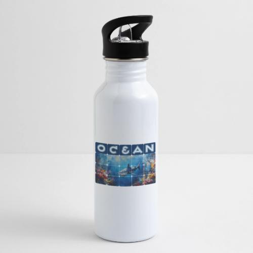 Ocean: Synthwave Shark - 20 oz Water Bottle