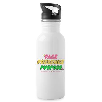 Pace. Presence. Purpose. Morgan Walker - 20 oz Water Bottle - white - Right