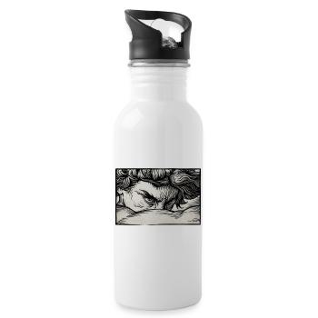Storm Gaze: Intense Ink Portrait - 20 oz Water Bottle - white - Right