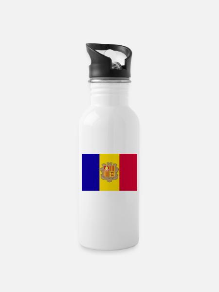 Andorran Flag - 20 oz Water Bottle - white