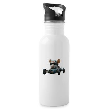 Racing Rat in Rustic Car - 20 oz Water Bottle - white - Right