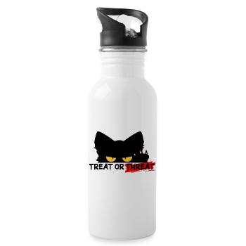 Noir Cat Threat Eyes Emblem - 20 oz Water Bottle - white - Right