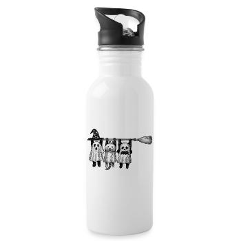 Haunted Trio on Witch Broom - 20 oz Water Bottle - white - Right