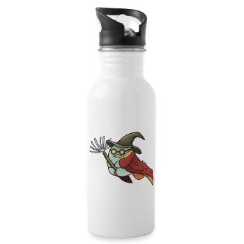Platypus Witch With Dandelion Broom - 20 oz Water Bottle - white - Right