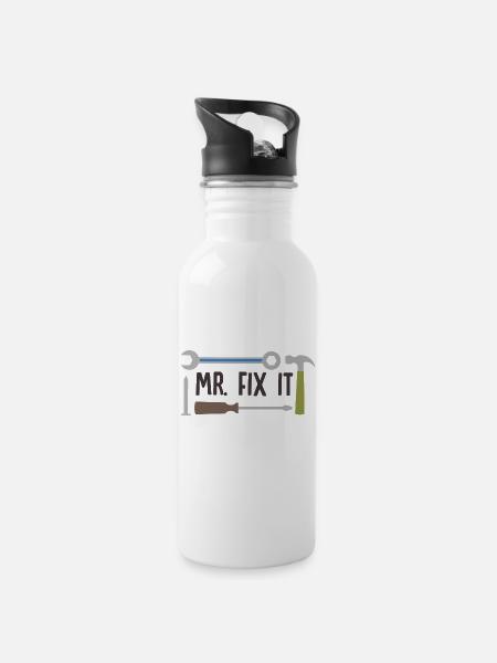 Mr Fix It Awesome Dad Quotes - 20 oz Water Bottle - white
