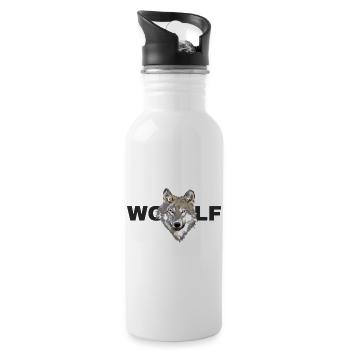 Bold Wolf Head Illustration Design - 20 oz Water Bottle - white - Right