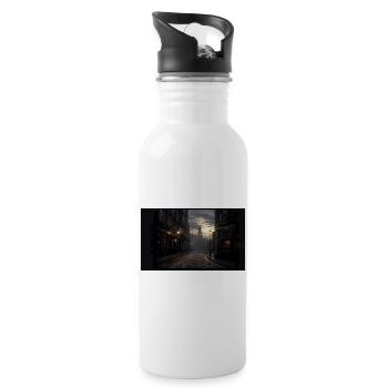 Mistlit London Alley at Dusk - 20 oz Water Bottle - white - Right