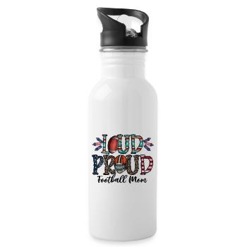 Loud Proud Football Mom - 20 oz Water Bottle - white - Right