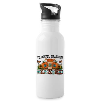 Thankful Grateful - 20 oz Water Bottle - white - Right