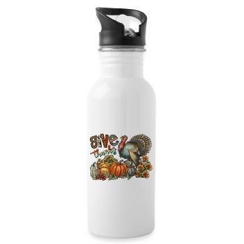 Give Thanks - 20 oz Water Bottle - white - Right