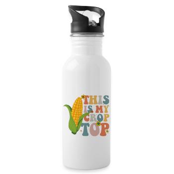 Groovy This is My Crop Top Corn Funny Farmer - 20 oz Water Bottle - white - Right