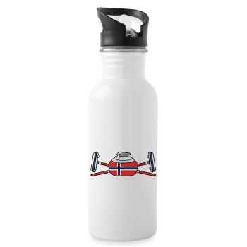 Norway Curling Broom Winter Ice Sport Norwegian - 20 oz Water Bottle - white - Right