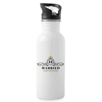14 Years Wedding Anniversary - 20 oz Water Bottle - white - Right
