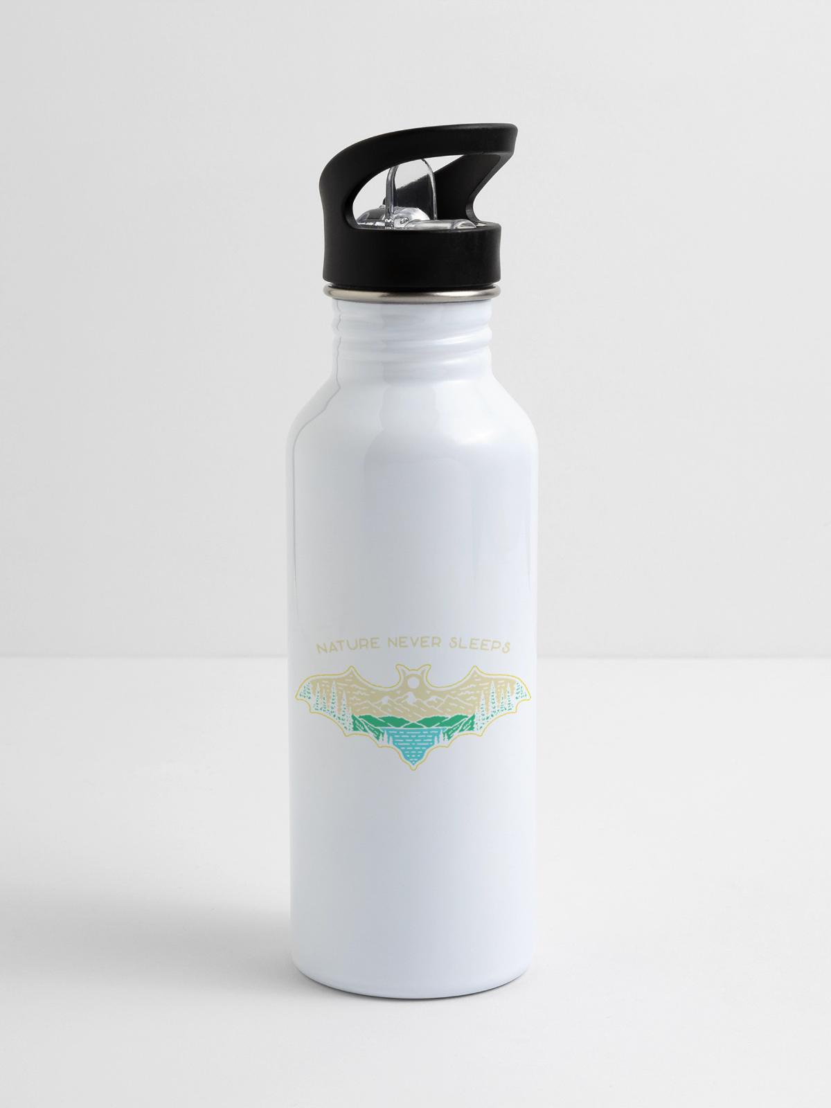 Nature Never Sleeps - 20 oz Water Bottle - white - Right