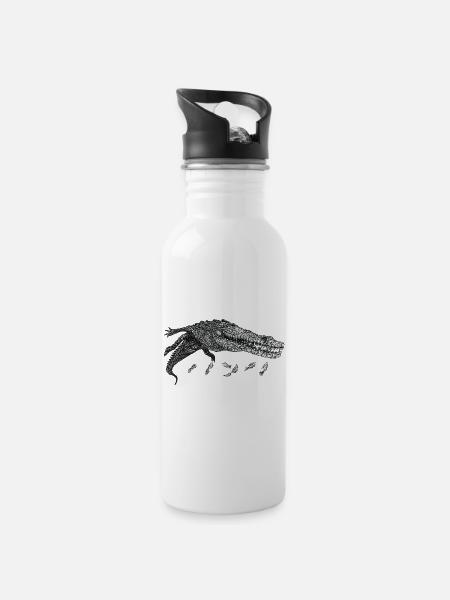 Fishing for swimming crocodiles. - 20 oz Water Bottle - white