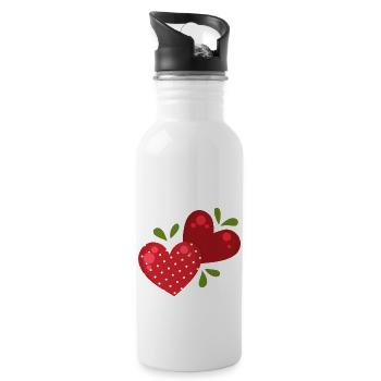 Two Hearts - 20 oz Water Bottle - white - Right