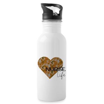 Nurse Life Blue Camo Hart - 20 oz Water Bottle - white - Right