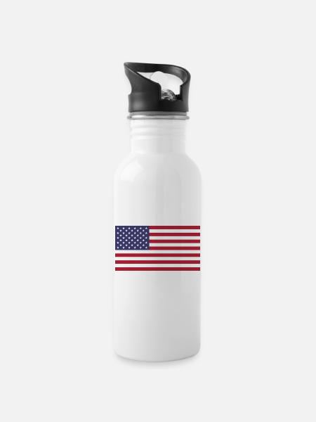 USA Flag Full Back - 20 oz Water Bottle - white