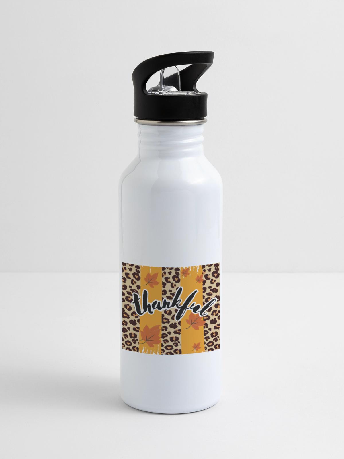 thankful - 20 oz Water Bottle - white - Right