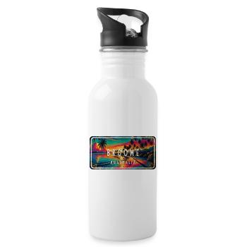 Broome Australia Palm Shield Design - 20 oz Water Bottle - white - Right