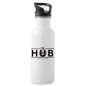 Rustic Wood Circle Gear Emblem - 20 oz Water Bottle - white - Right