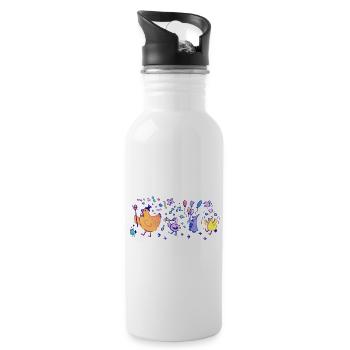 Colorful Bird Party Parade In Acrylic - 20 oz Water Bottle - white - Right