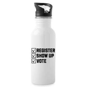 Register Show Up Vote Election Voter Registration - 20 oz Water Bottle - white - Right