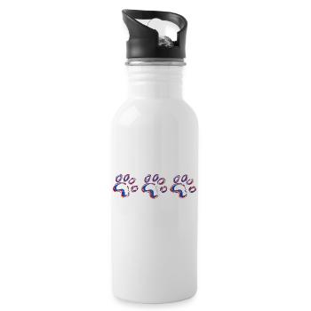 Dog Paw With Puppy Love Red White and Blue - 20 oz Water Bottle - white - Right