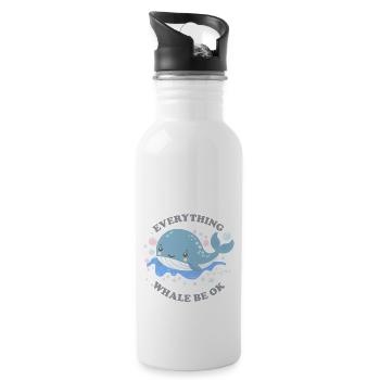 every thing whale be ok - 20 oz Water Bottle - white - Right
