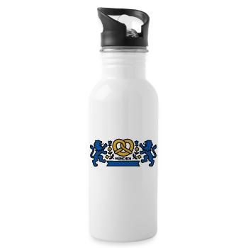 Munich Crest Bavaria Lions Pretzel Beer Garden - 20 oz Water Bottle - white - Right