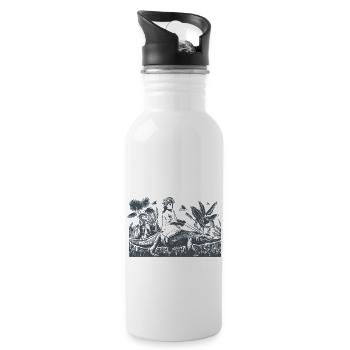 Girl Riding Alligator - 20 oz Water Bottle - white - Right