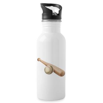Baseball Bat And Ball - 20 oz Water Bottle - white - Right