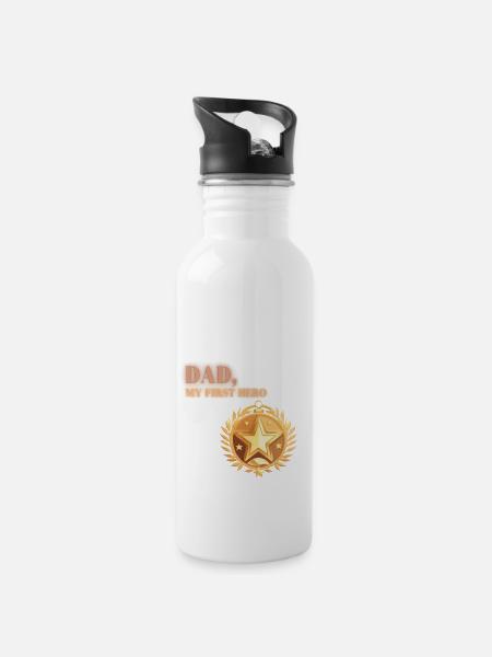 Dad, My First Hero - 20 oz Water Bottle - white