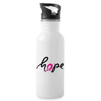 Hope Breast Cancer Ribbon Support - 20 oz Water Bottle - white - Right