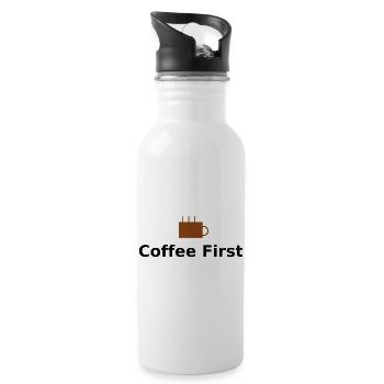 Rustic Coffee Mug Silhouette - 20 oz Water Bottle - white - Right