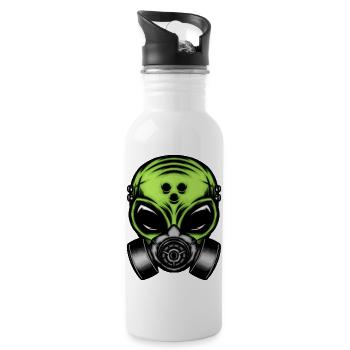 Green alien with gas mask - 20 oz Water Bottle - white - Right