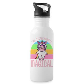 Funny Pig Dressed as Unicorn Magical Women - 20 oz Water Bottle - white - Right